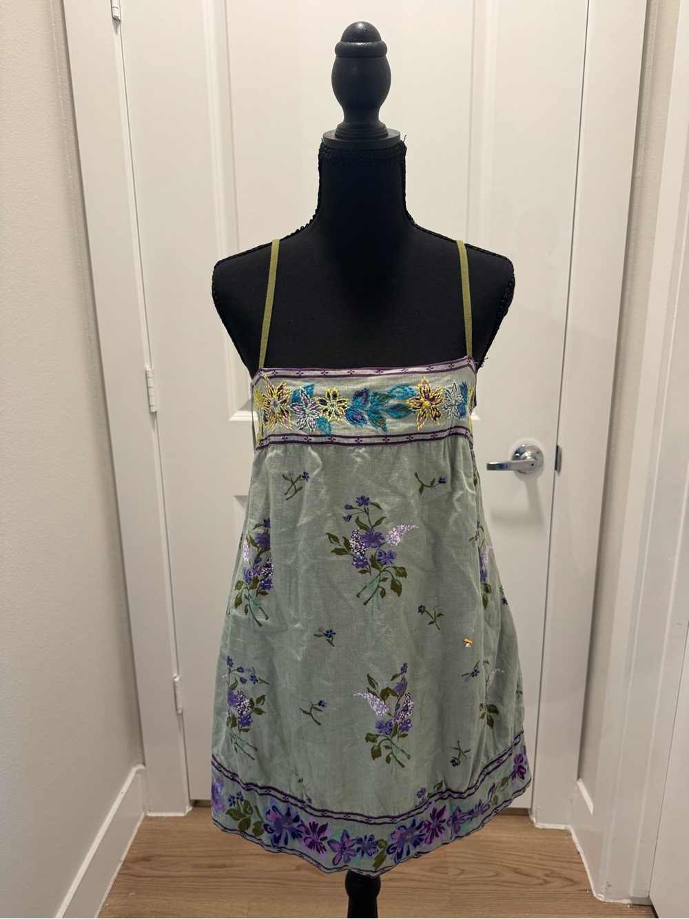 Free People Mint Green Floral Mini Dress - Picture 2 of 8